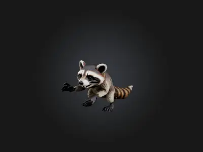 Realistic Hurt Raccoon Model Low-poly 3D model