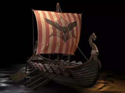 Viking boat - viking ship- longship 3D model