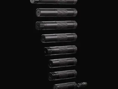 Thunder Beast - Magnus SR and Ultra SR Suppressors Pack Low-poly 3D model