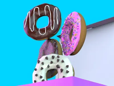 Donut Box 3D Model High Quality CGI Asset 3D model