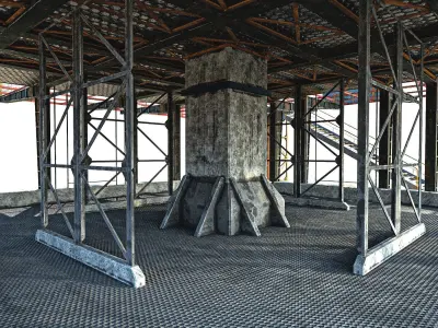 Warehouse And  Helipad Low-poly 3D model