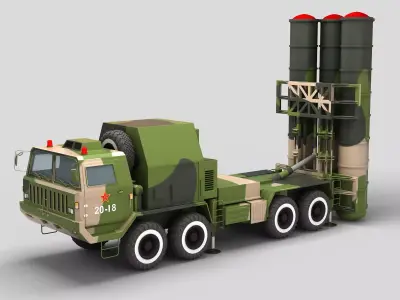 China HQ-9 Anti-aircraft Missiles System 3D model