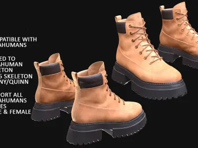 Boots 71 - All MH Bodies and UE5 Skeletons - Rigged Low-poly 3D model