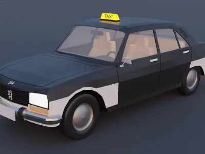 Faceted-concept iconic Peugeot 504 Taxi Free 3D model