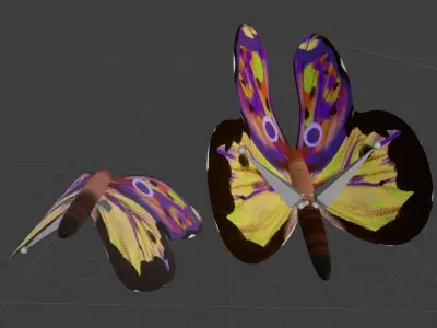 Butterflies bathroom in woods Low-poly 3D model