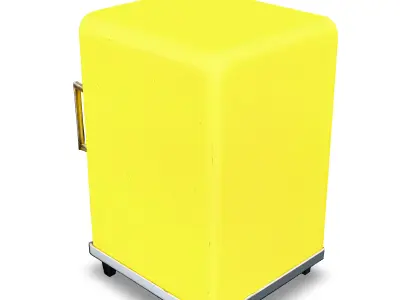 Stylized Yellow Display Fridge 3D Model Retro Glass Refrigerator Low-poly 3D model