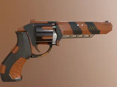 Revolver sci-fi Low-poly 3D model