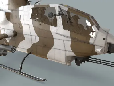 Bell AH-1S Cobra JGSDF Winter Complex Animation Low-poly 3D model