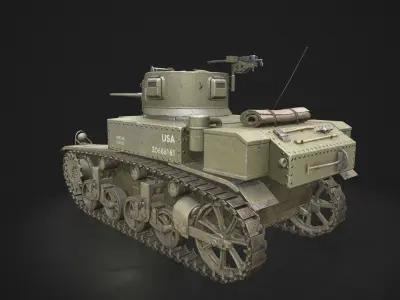 M3 Stuart Light US Tank  Low-poly 3D model