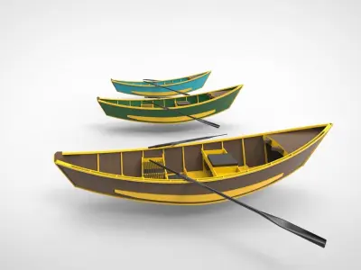 Traditional wooden boats 3D model