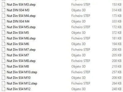 Nut DIN 934 - similar ISO 4032 - M2 to M90 3D model
