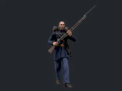 Soldier 3 A pose Low poly character redy for game  Low-poly 3D model