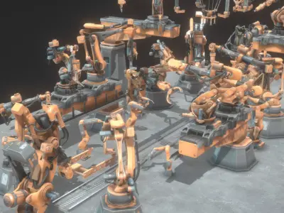 Industrial Robot Pack Low-poly 3D model