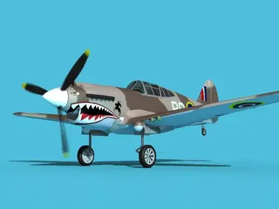 Curtiss P-40B Tomahawk V04 RAF 3D model