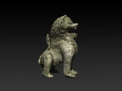 Cambodian stone lion Low-poly 3D model