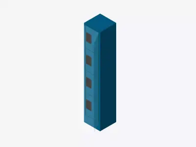Locker - Metal - Locka - Classic - Four Tier Low-poly 3D model
