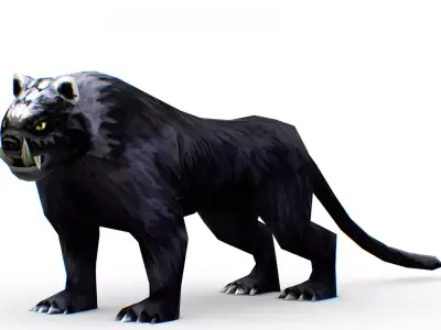 Low Poly Cartoon Creature Panther Low-poly 3D model