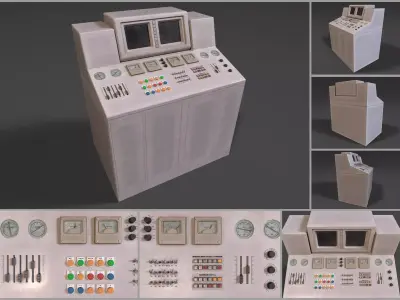 Stylized Retro Control Console Low-poly 3D model