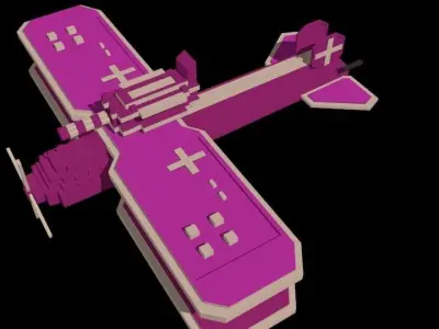 pixel art of aircraft Low-poly 3D model