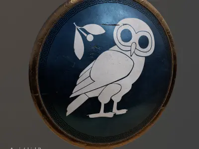 Ancient Hoplite Gear sword shield spear 3D model