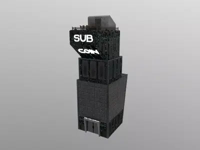 Cyberpunk City - Building 19 - Sub Coin Skyscraper Low-poly 3D model