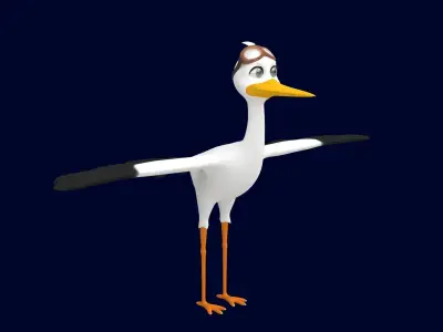 Asset - Cartoons - Character - Animals - Rig - Stork  Low-poly 3D model