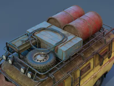 Post Apocalyptic UAZ Free low-poly 3D model