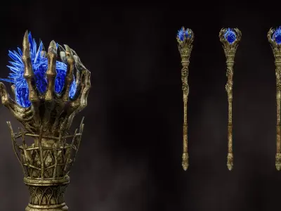 Hell Hole Staff - Game ready 3D model Low-poly 3D model