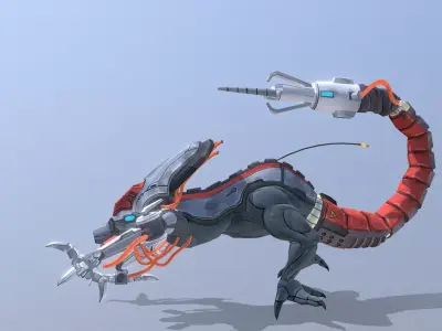 Reptile Cyborg Scorpion Running Fbx  Png 3D model