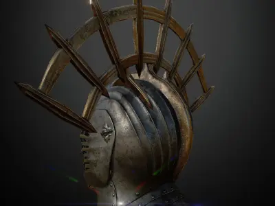 HELMET14 Game Ready helmet with spikes Low-poly 3D model