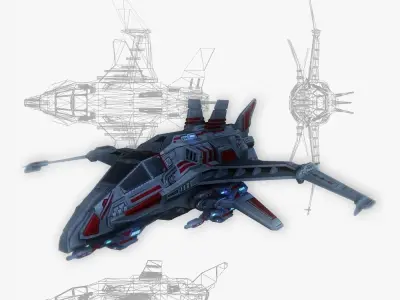 Spaceship fighter 1 game ready Low-poly 3D model