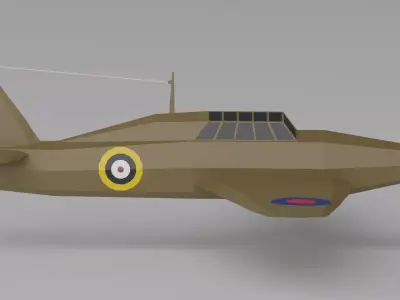 Hawker Hurricane WW2 Fighter Low-poly 3D model