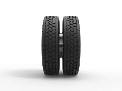 10 Oval Hole Rear double wheel of semi truck Scale 1 to 25 3D print model