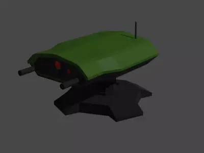 Low poly Turret robot Free low-poly 3D model