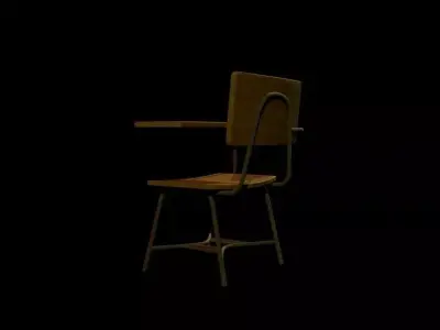 School Chair 3D Model Realistic Classroom Furniture Game Ready Free 3D model