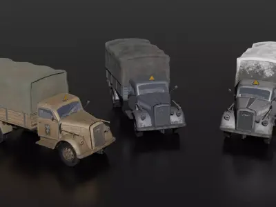 Opel Blitz WWII - Rigged with interior Low-poly 3D model