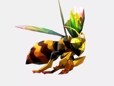 Honey Bee Animated Insect Low Poly Art HoneyBee Bumblebee Low-poly 3D model