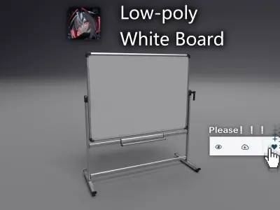 Blank White Board Free low-poly 3D model