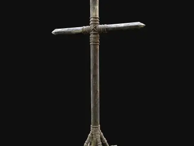 CHRIST CROSS BIBLICAL JESUS GOD SYMBOL WOODEN TORMENT DEVICE Low-poly 3D model