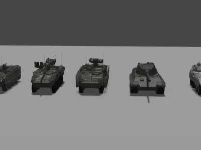 5 Tanks Low-poly 3D model