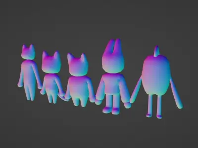 PACK OF 5 ANIMATED AND TEXTURED CHARACTERS Low-poly 3D model