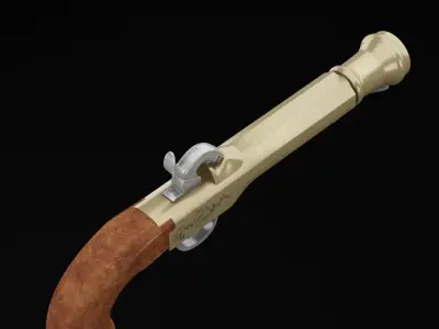 Pirate Hand Gun Low-poly 3D model