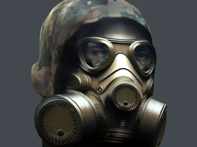 Gas mask helmet 3d model military combat Low-poly Low-poly 3D model
