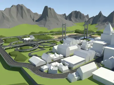 Low Poly Road Pack Free low-poly 3D model