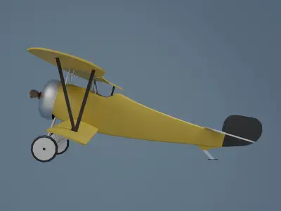 Airplane vintage biplane Low-poly 3D model