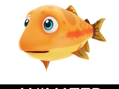 Rainbow Trout Fish Cartoon Animated Low-poly 3D model