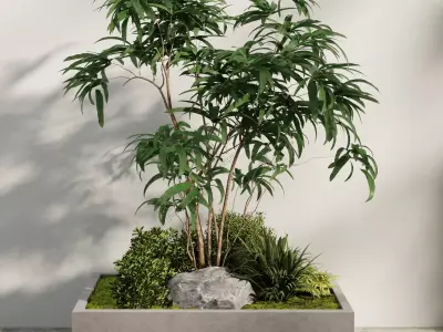 Minimal Courtyard Planter Tree Free 3D model