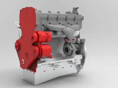Nurbs Diesel Turbo Engine with Interior Parts 3D model