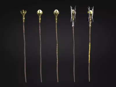 Low Poly Modular Weapon - Scepter Stick Low-poly 3D model