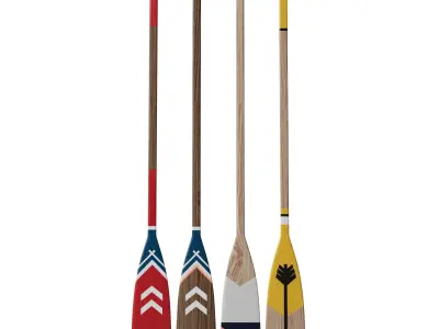 Decorative painted oars set Part three 3D model